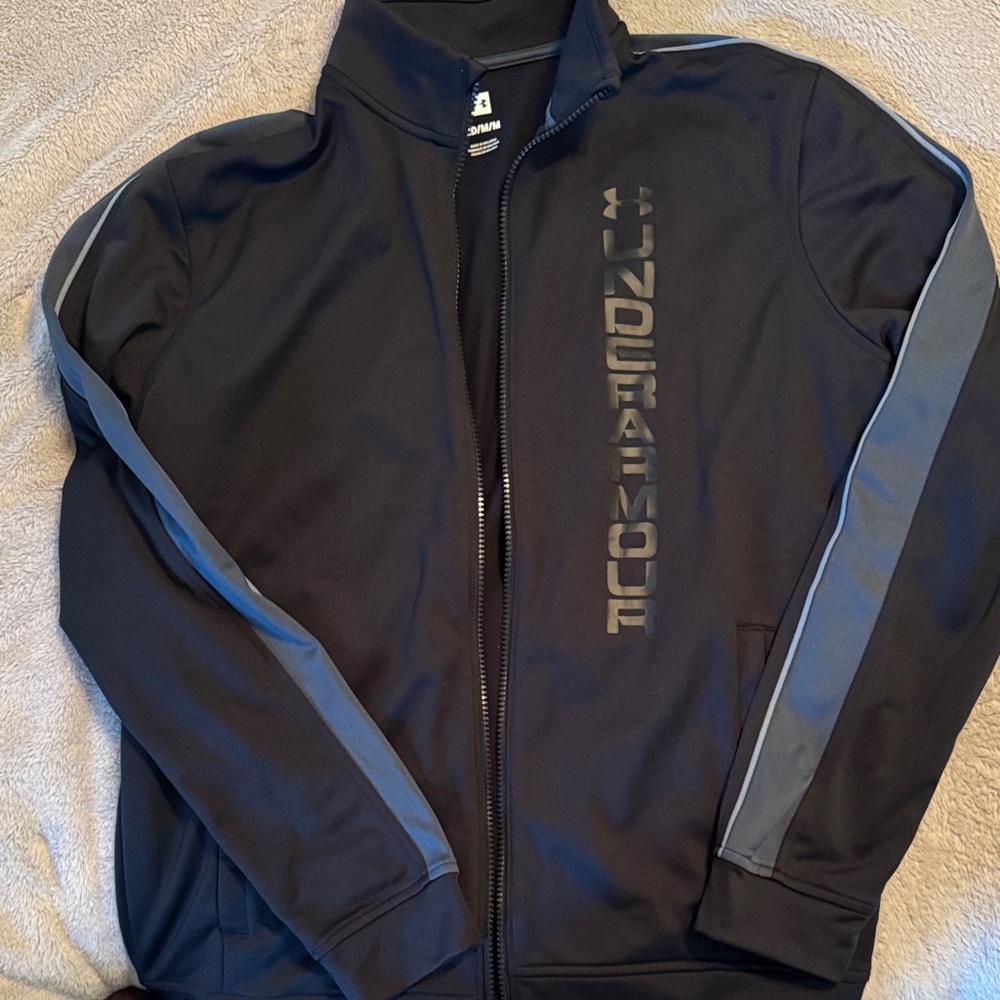 Under Armour Black Jacket with Gray Sleeve Stripes